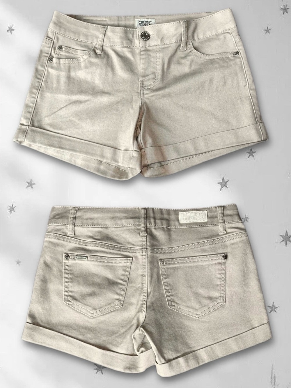 Celebrity Pink Junior’s Low-Rise Cuffed Stone Shorts- 7